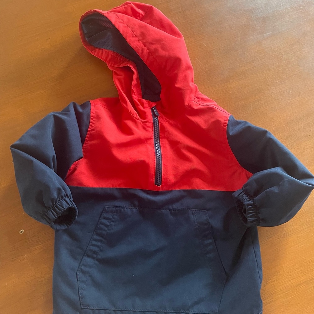 Kids Hooded Pullover Jacket - Red and Navy